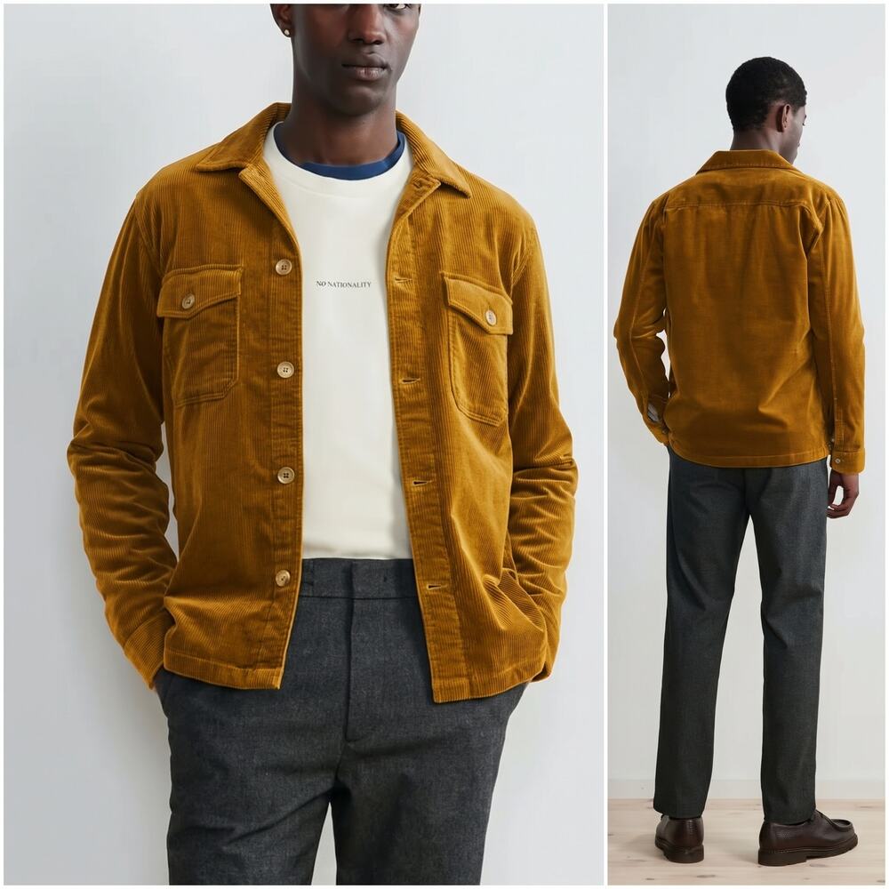 NN07 No Nationality Bernard Corduroy Shirt Jacket Light brown sz S